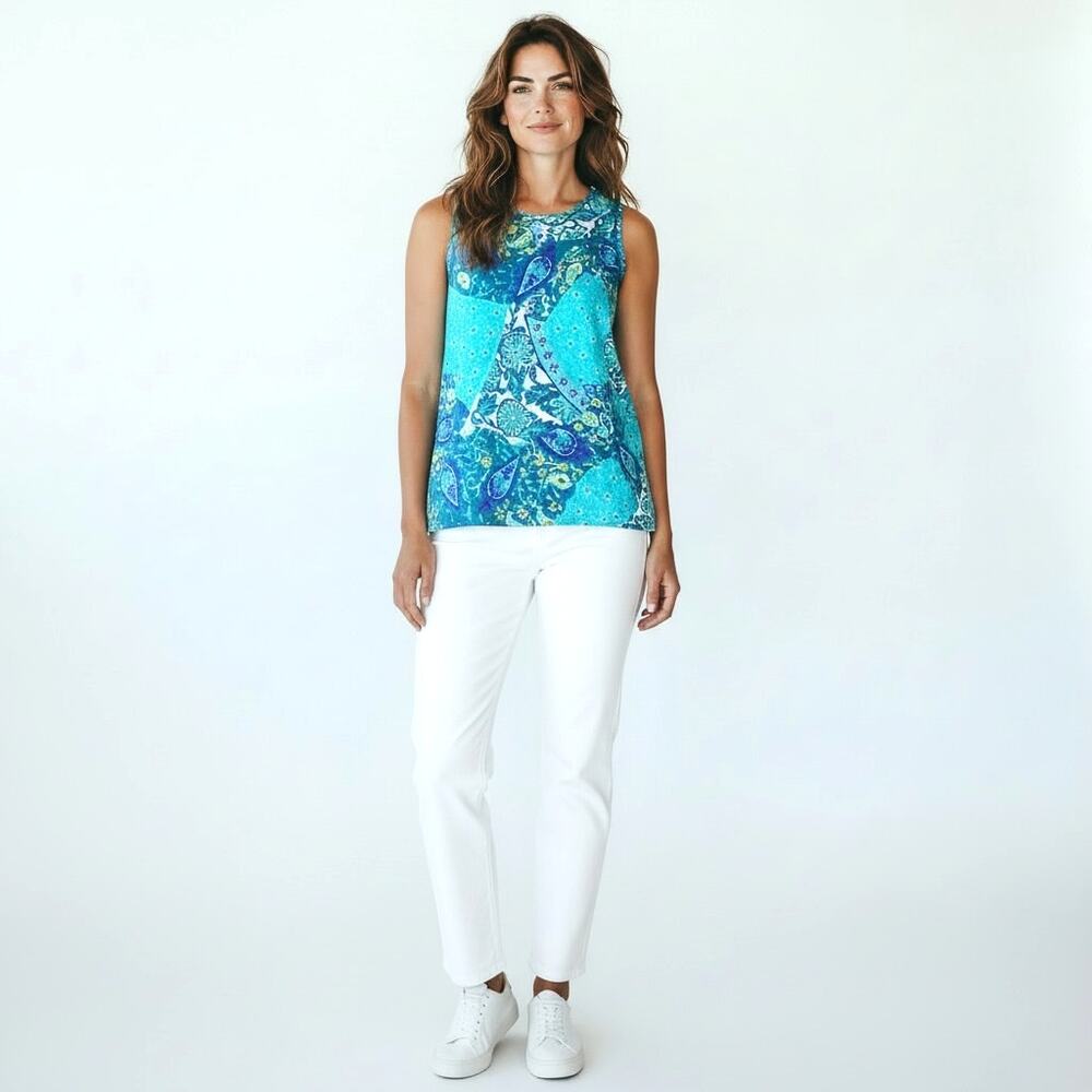 DIANE VON FURSTENBURG  Vintage Sleeveless Rayon Blouse Large  Coquette Preppy